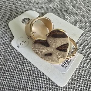 Cato Gold Heart Wide Rings Size 9